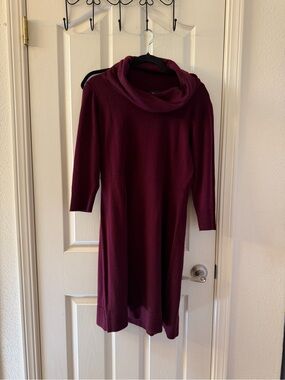 AB Studio Burgundy Cowl Neck Sweater Dress